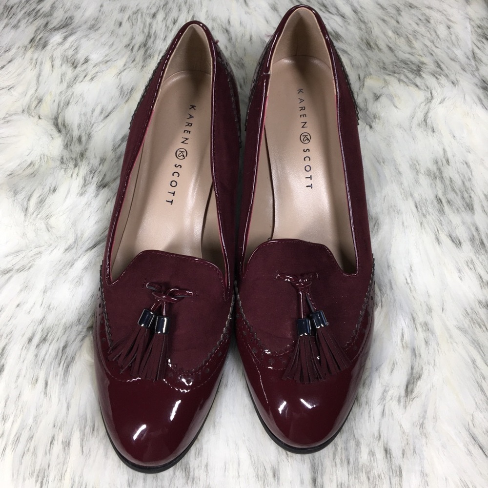 Karen Scott burgundy chunk heels